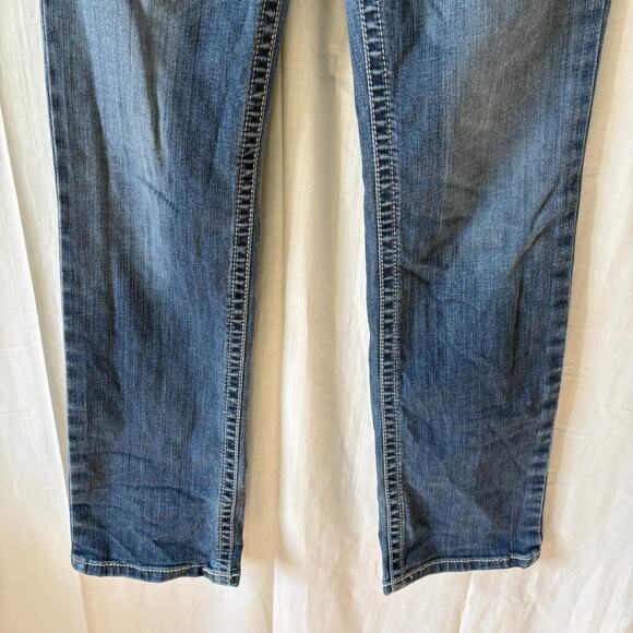 Ariat REAL Denim Jeans Womens 30R Blue Medium Wash Stretch Mid Rise Straight Leg - Picture 3 of 8